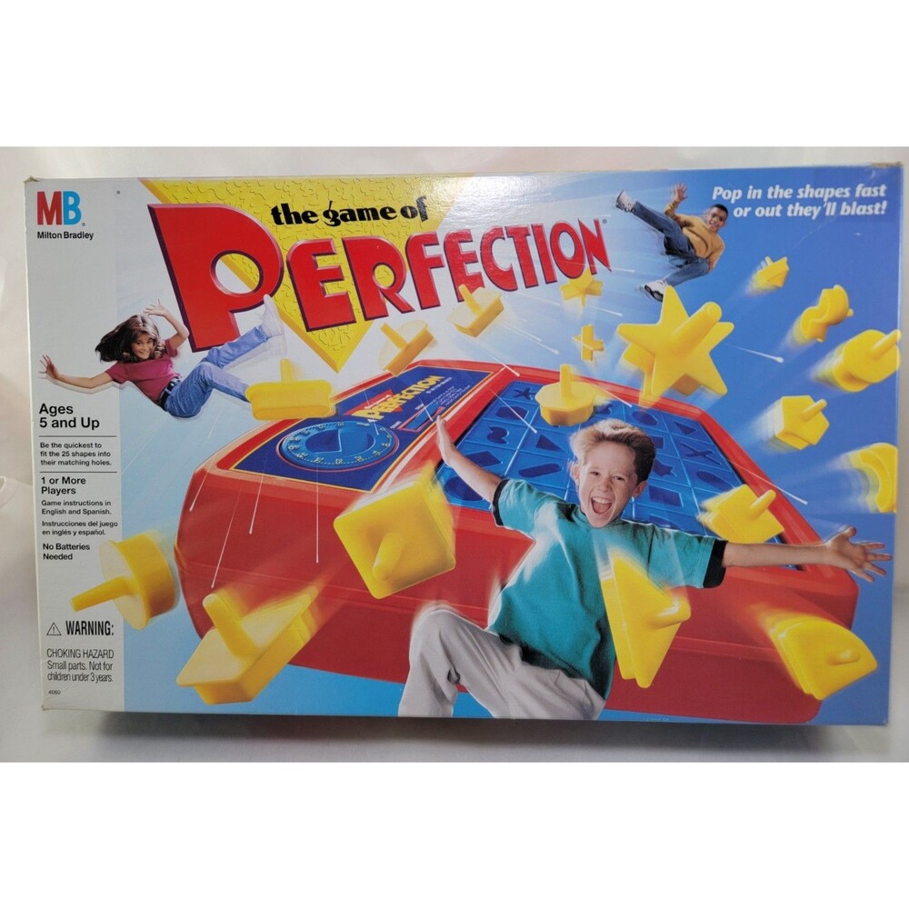 Perfection 1995 Pop Up Game In Box Tested Works COMPLETE Milton Bradley